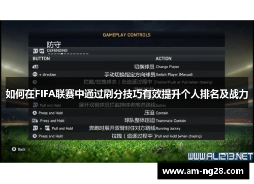 如何在FIFA联赛中通过刷分技巧有效提升个人排名及战力